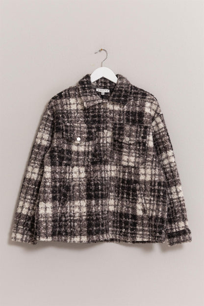 HYFVE Plaid Button Up Boucle Jacket - Tigbul's Variety Fashion Shop