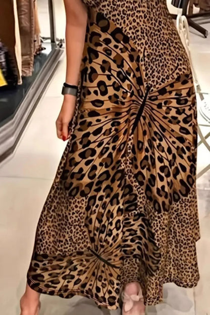 Butterfly Leopard Maxi Cami Dress - Tigbul's Variety Fashion Shop
