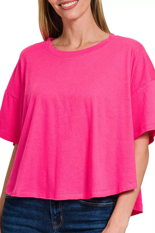 Zenana Cotton Round Neck Short Sleeve T-Shirt - Tigbul's Variety Fashion Shop