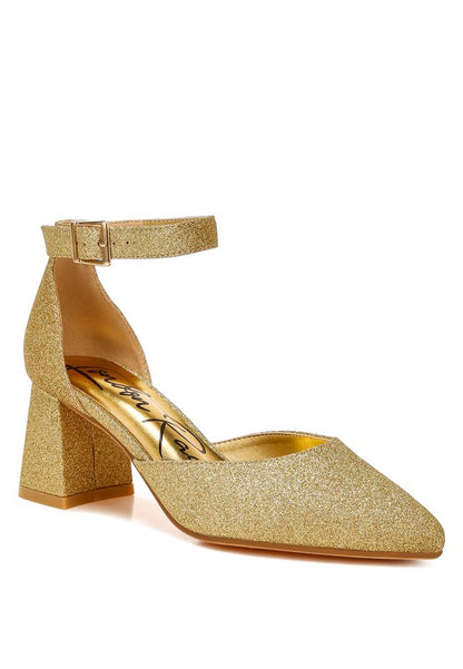 Taznia Glitter Block Heel Sandals - Tigbul's Variety Fashion Shop