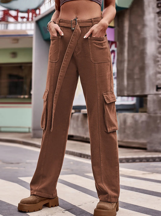 Cargo Wide Leg Jeans - Tigbul's Variety Fashion Shop