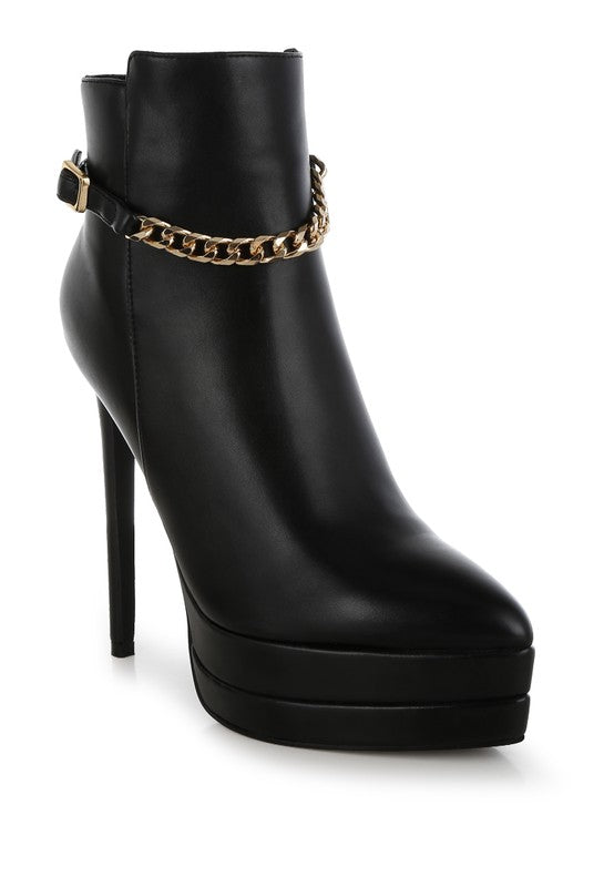 Narok Metallic Chain Detail 5" High Heel Stiletto Boots - Tigbul's Variety Fashion Shop