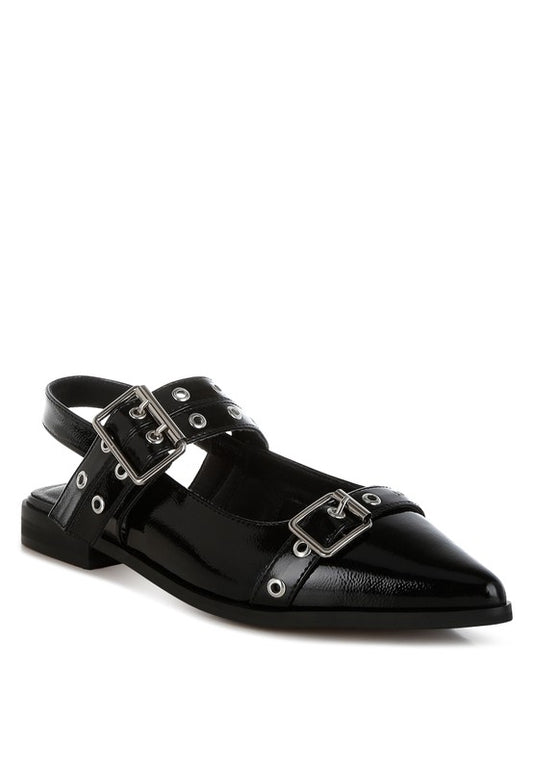 Betula Eyelets & Buckle Detail Flats - Tigbul's Variety Fashion Shop
