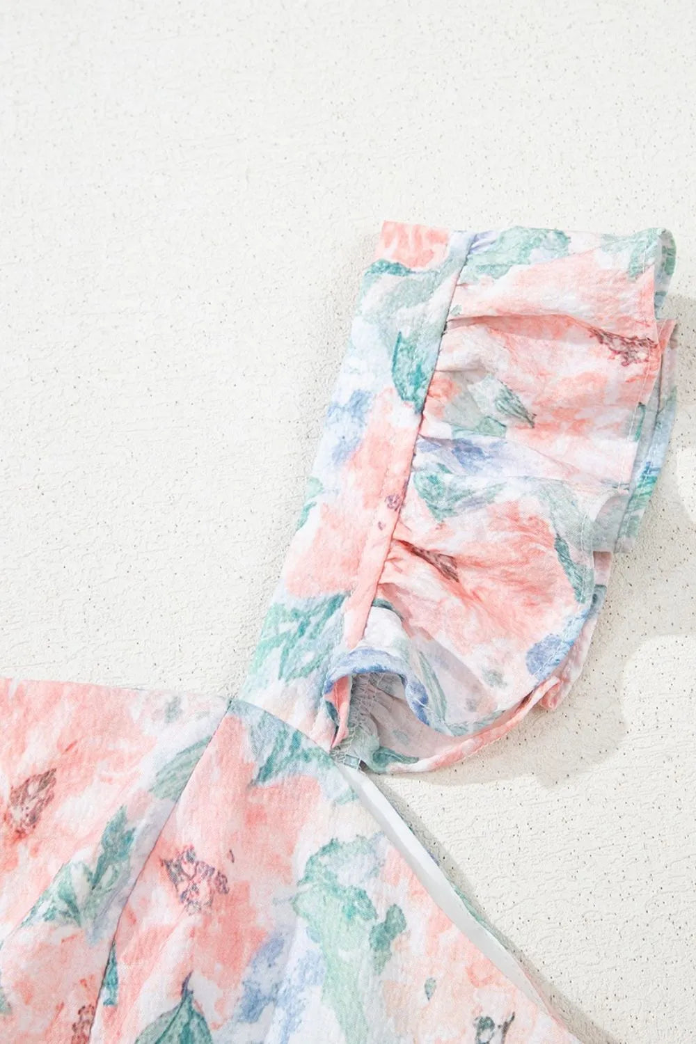 Pink Floral Colorblock Flutter Straps Flowy Dress - Tigbul's Variety Fashion Shop