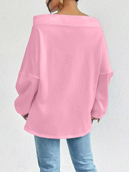 Full Size Off-Shoulder Drawstring Long Sleeve Top Plus Size - Tigbul's Variety Fashion Shop