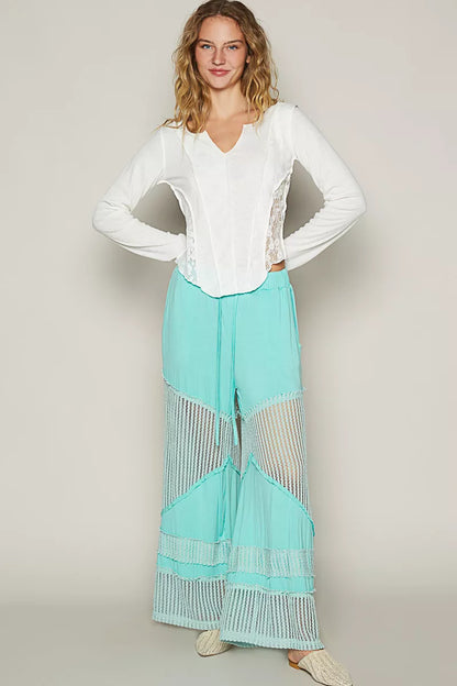 POL Drawstring Elastic Waistband Wide-Leg Pants - Tigbul's Variety Fashion Shop