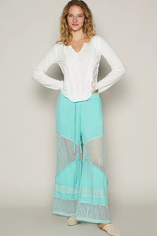POL Drawstring Elastic Waistband Wide-Leg Pants - Tigbul's Variety Fashion Shop