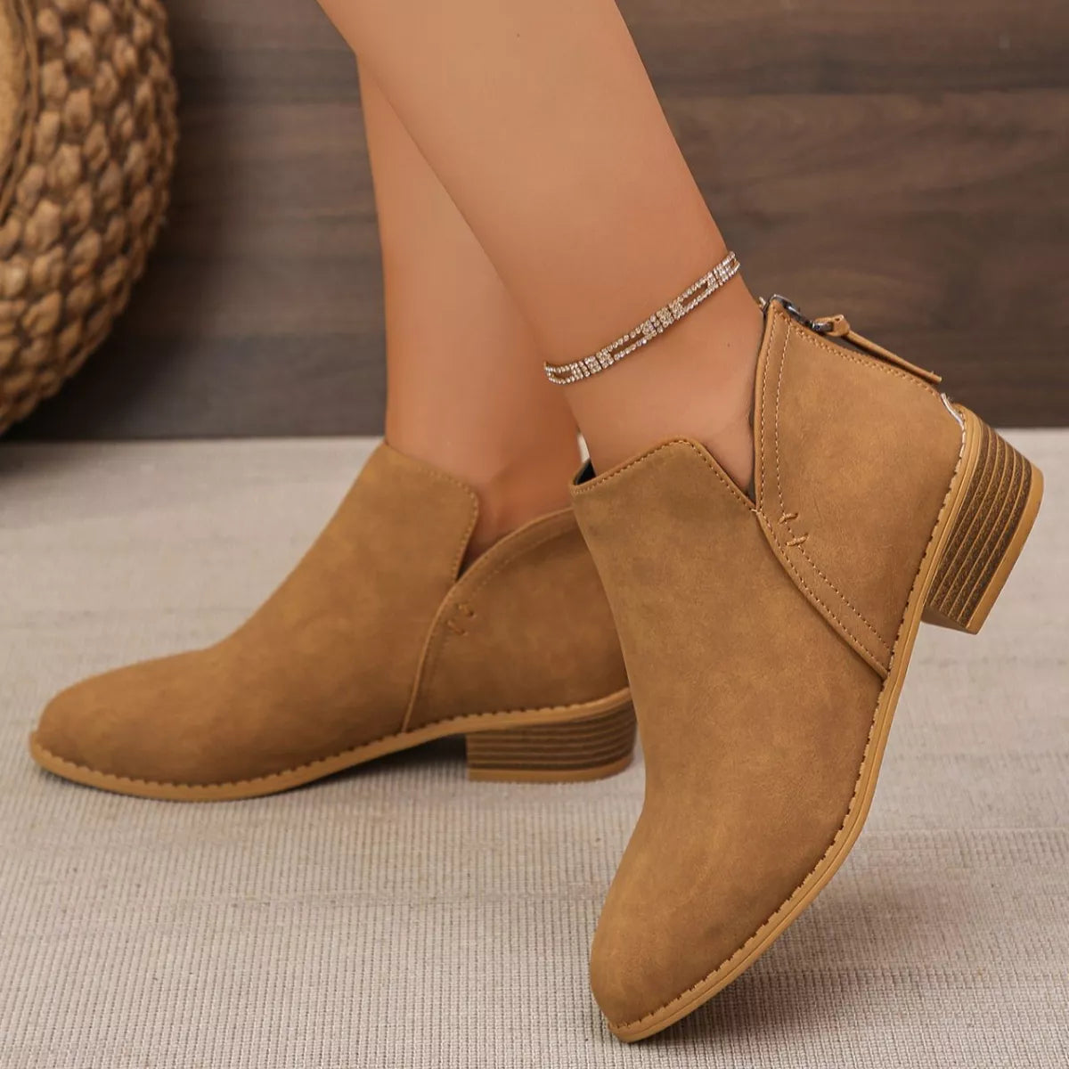 Women's Point Toe Block Heels Boots - Tigbul's Variety Fashion Shop