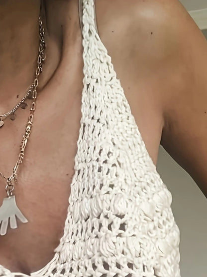Crochet Knit V-Neck Sweater Vest - Tigbul's Variety Fashion Shop