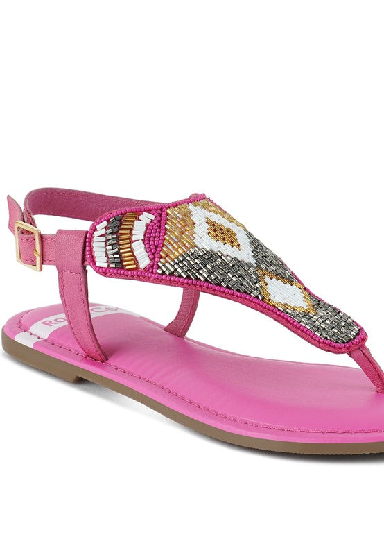 Chitra Pin Buckle Beaded Flat Sandals - Tigbul's Variety Fashion Shop