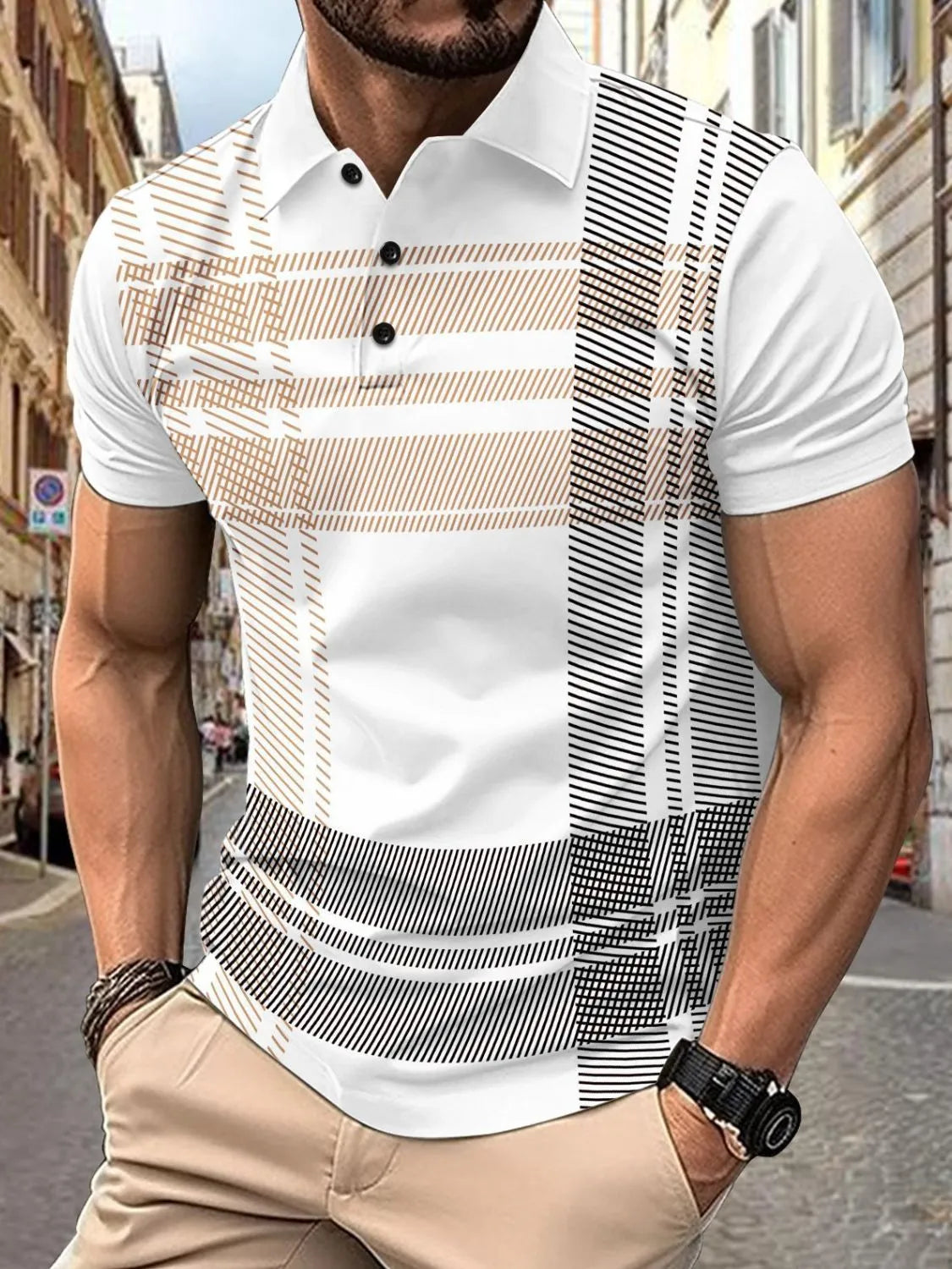 Men's Full Size Button Detail Short Sleeve Polo Plus Size - Tigbul's Variety Fashion Shop
