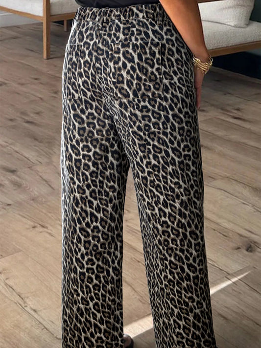 Leopard Straight Loose Leg Jeans - Tigbul's Variety Fashion Shop