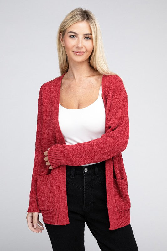 Melange Open Front Sweater Cardigan - Tigbul's Variety Fashion Shop