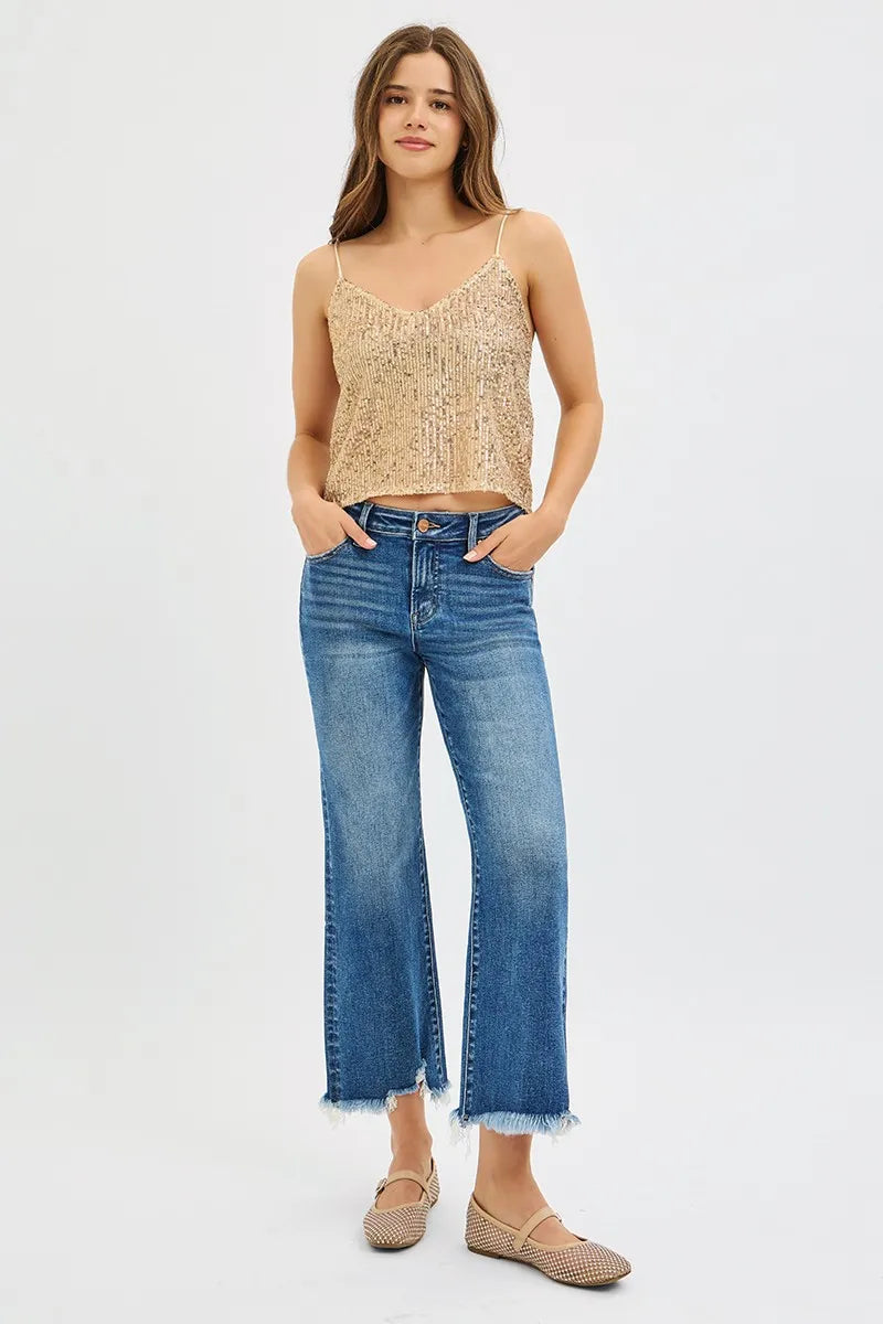 RISEN Full Size Mid Rise Crop Straight Jeans Plus Size - Tigbul's Variety Fashion Shop