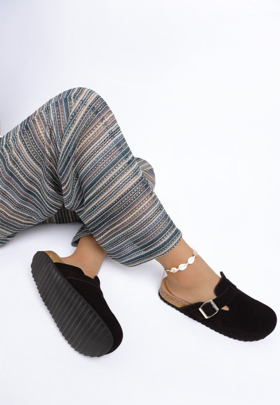 Ratiha Buckle Accent Slip-On Footbed Mules - Tigbul's Variety Fashion Shop