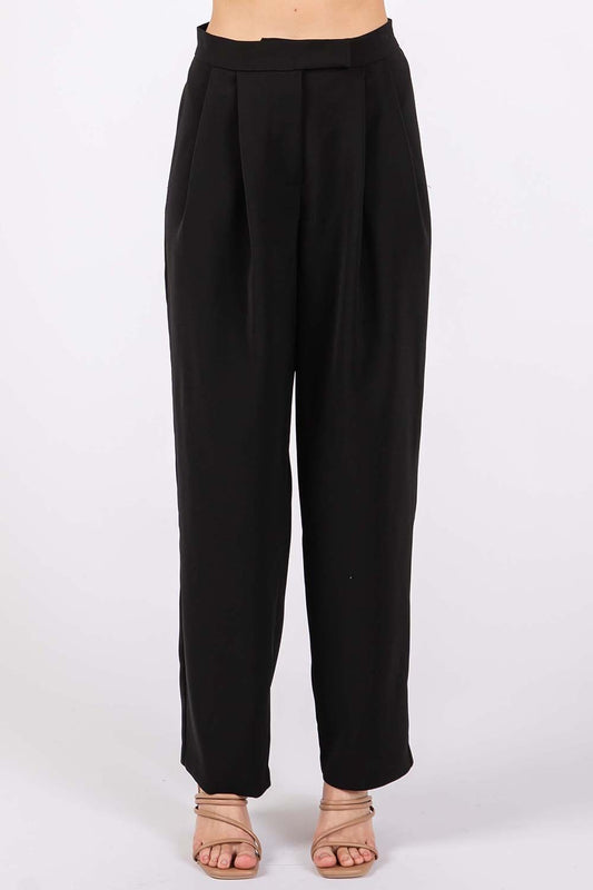 GeeGee High-Waisted Pleated Pants - Tigbuls Variety Fashion