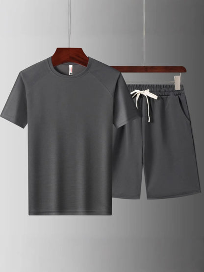 Men's Plus Size Short Sleeve Top and Shorts Set - Tigbul's Variety Fashion Shop