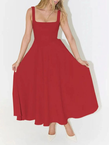 Square Neck Sleeveless Midi Dress - Tigbul's Variety Fashion Shop