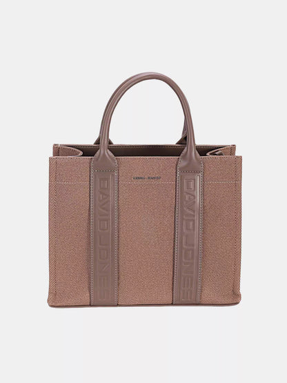 David Jones Canvas Tote Handbag with Contrast Leather Handles - Tigbul's Variety Fashion Shop