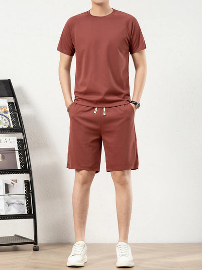 Men's Plus Size Short Sleeve Top and Shorts Set - Tigbul's Variety Fashion Shop