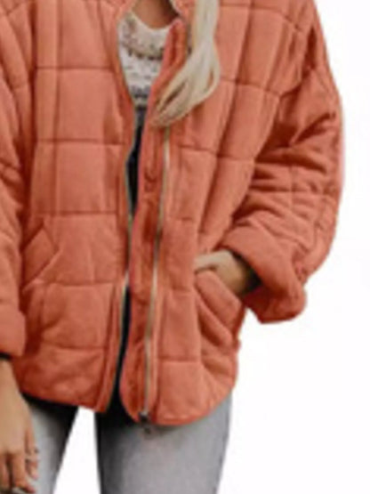 Quilted Zip Up Outerwear - Tigbul's Variety Fashion Shop