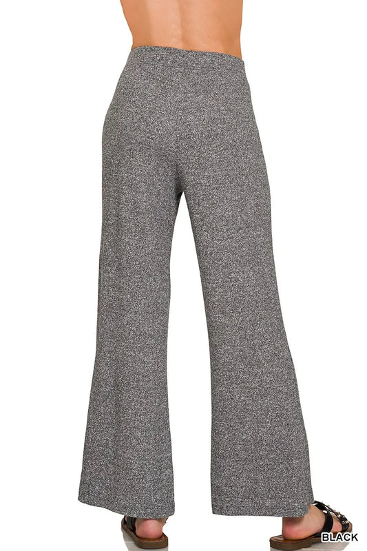 Soft Elastic Waisted Black Flare Pants - Tigbul's Variety Fashion Shop