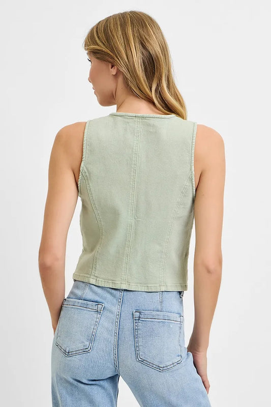 RISEN Full Size V Neck Button Down Vest - Tigbul's Variety Fashion Shop