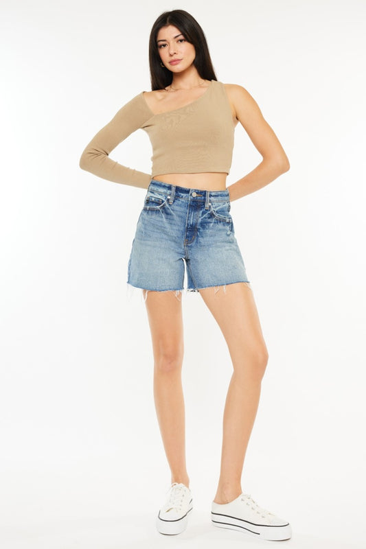 Kancan Full Size Raw Hem High Waist Denim Shorts - Tigbul's Variety Fashion Shop