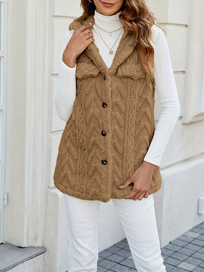 Button-Front Hooded Vest Coat - Tigbul's Variety Fashion Shop