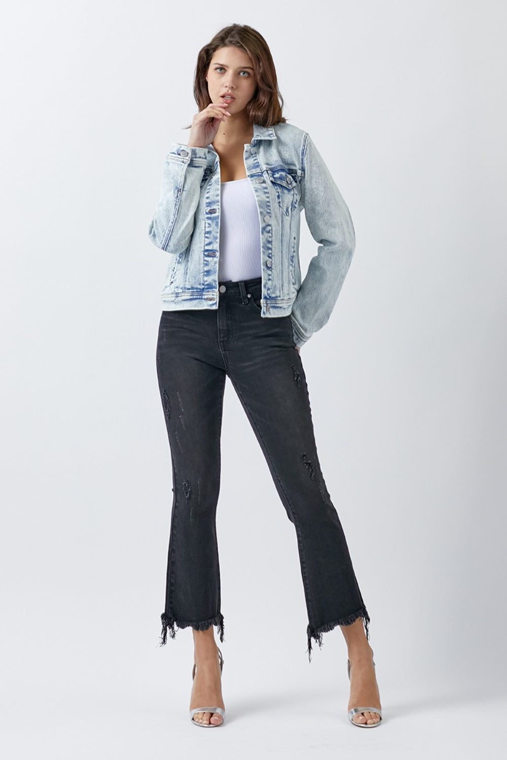 RISEN Button Up Washed Denim Jacket - Tigbul's Variety Fashion Shop