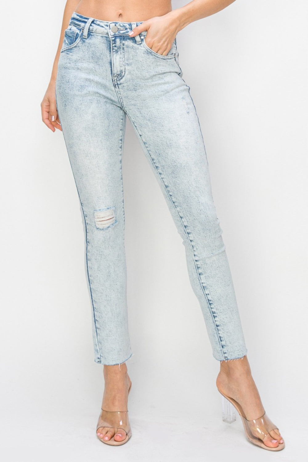 Risen Full Size High Rise Distressed Skinny Jeans - Tigbul's Variety Fashion Shop