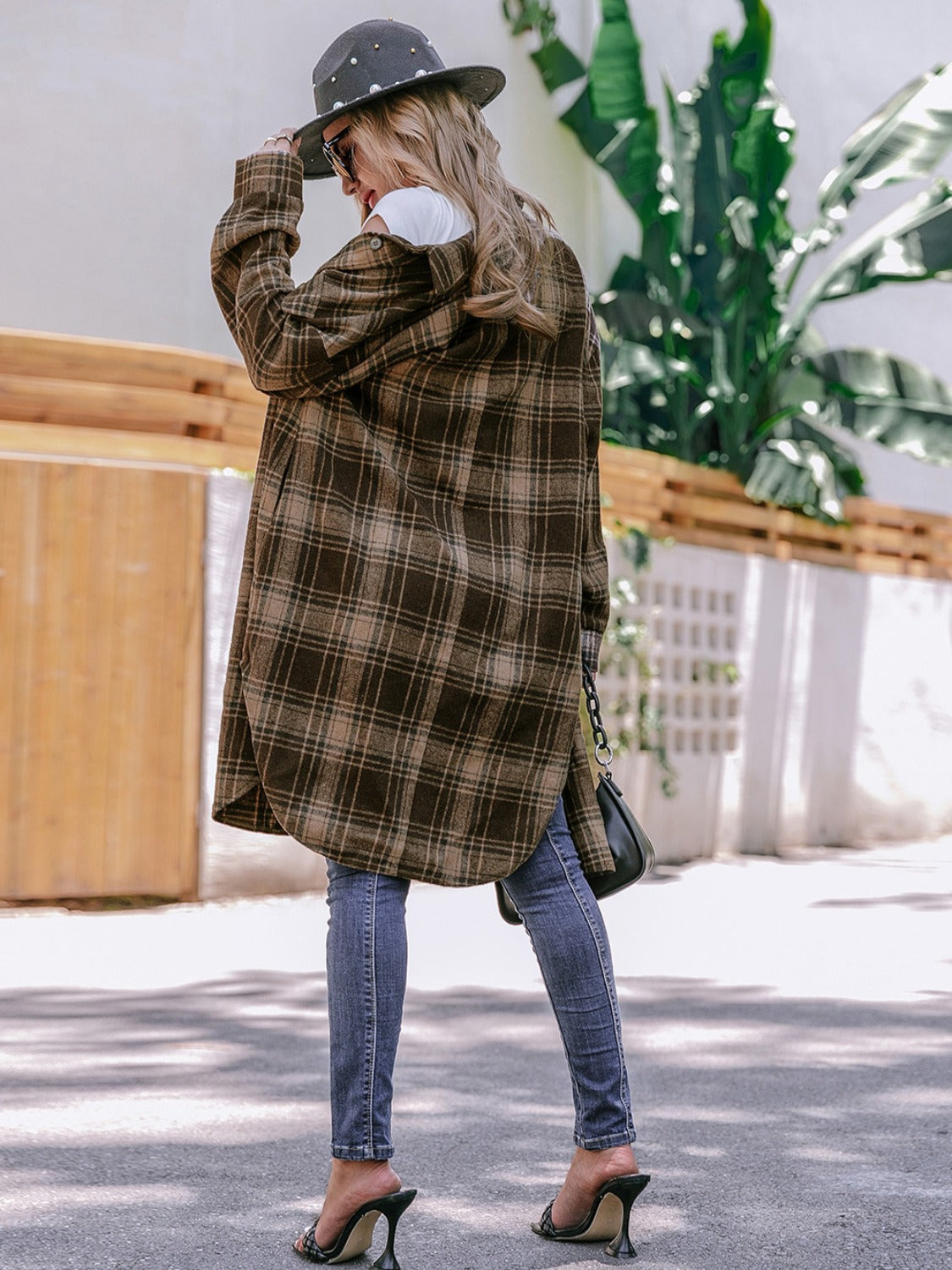 Plaid Button Up Long Sleeve Shacket - Tigbul's Variety Fashion Shop