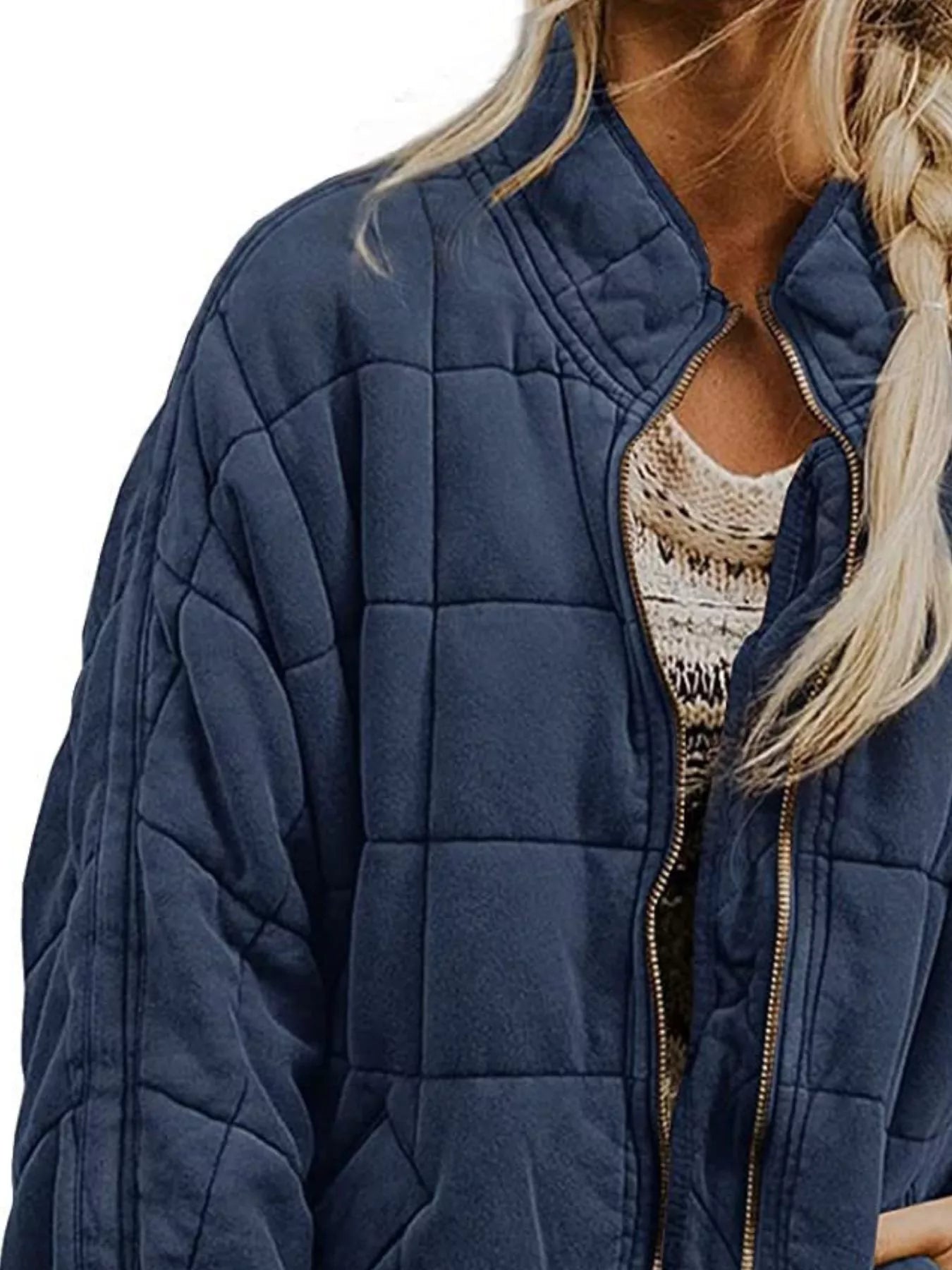 Quilted Zip Up Outerwear - Tigbul's Variety Fashion Shop