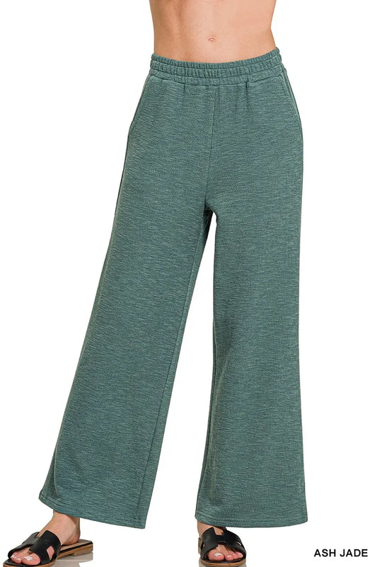 Zenana Cotton Slub Wide Leg Pants - Tigbul's Variety Fashion Shop