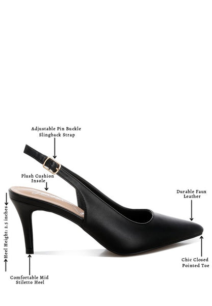 Jaoba Pointed Toe Pin Buckle Slingbacks - Tigbul's Variety Fashion Shop