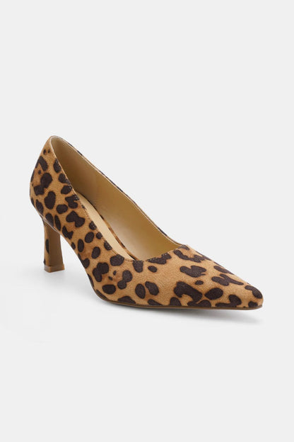 Brown Leopard Faux Suede Leopard Point Toe Pumps - Tigbul's Variety Fashion Shop