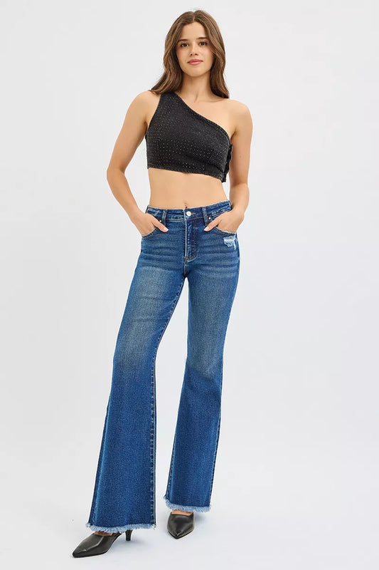 RISEN High Rise Flare Jeans - Tigbul's Variety Fashion Shop
