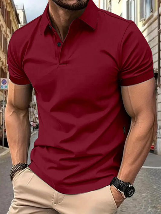 Men's Full Size Button Detail Short Sleeve Polo Plus Size - Tigbul's Variety Fashion Shop