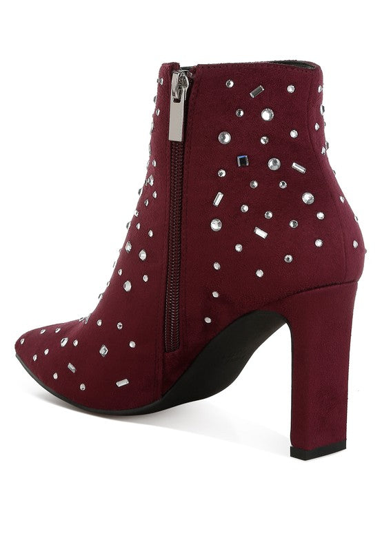 Sakura Diamante Embellished Microfiber Boots - Tigbul's Variety Fashion Shop