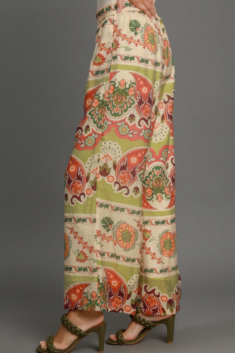 Umgee Full Size Wide Leg Border Print Pants Plus Size - Tigbul's Variety Fashion Shop