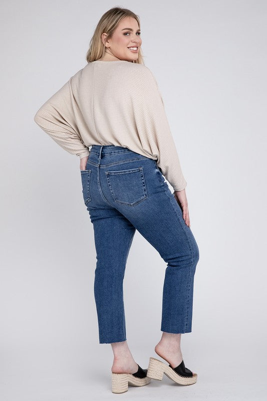 Plus Size High Rise Slim Straight Jeans - Tigbuls Variety Fashion