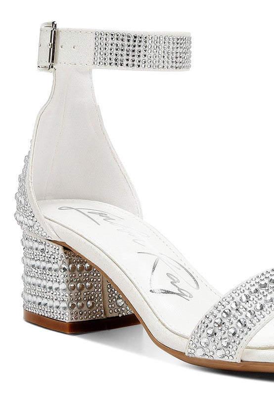 Twerky Rhinestones Embellished Block Sandals - Tigbul's Variety Fashion Shop