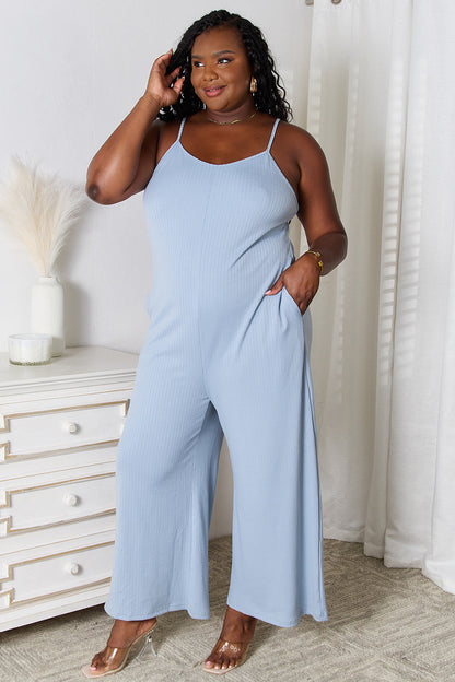 Spaghetti Strap V-Neck Jumpsuit - Tigbul's Variety Fashion Shop