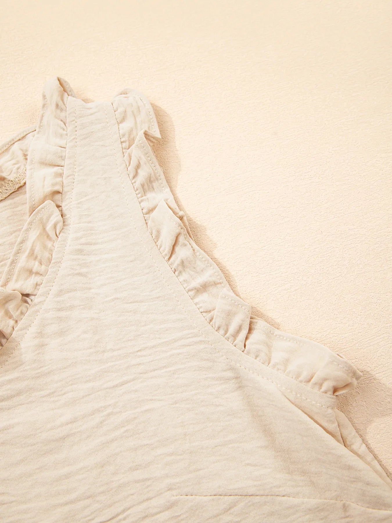 Texture Ruffle Trim V-Neck Tank Top - Tigbul's Variety Fashion Shop