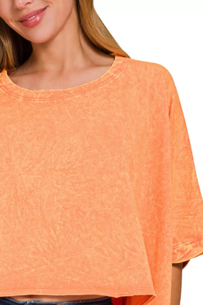 Zenana Premium Cotton Crinkle Wash Oversized T-Shirt - Tigbul's Variety Fashion Shop