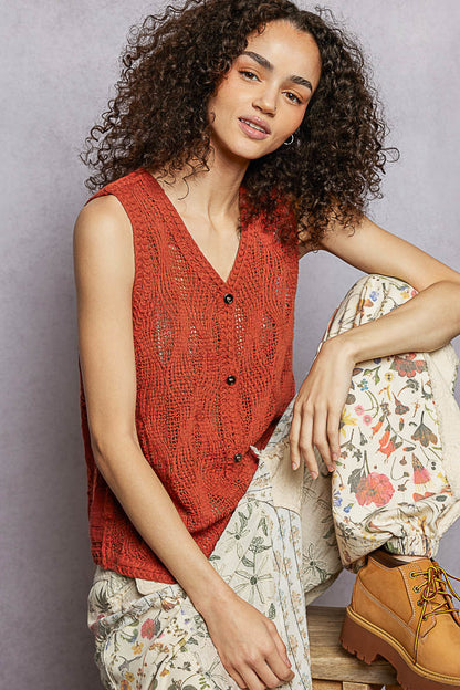 POL Button Down V-Neck Sweater Vest Shirt - Tigbul's Variety Fashion Shop