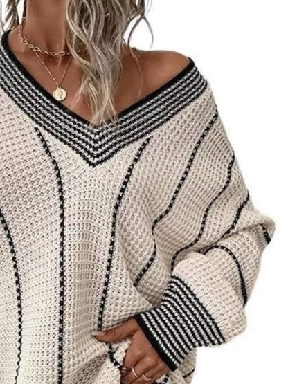Full Size V-Neck Textured Knit Sweater Plus Size - Tigbul's Variety Fashion Shop