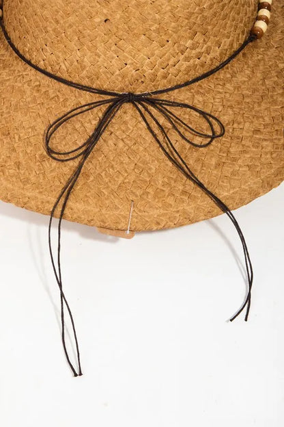 Fame Beaded Cowrie Shell Straw Weave Western Cowboy Hat - Tigbul's Variety Fashion Shop
