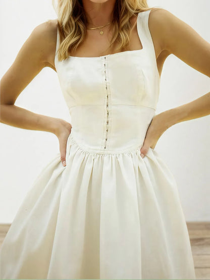 Square Neck Wide Strap Mini Dress - Tigbul's Variety Fashion Shop