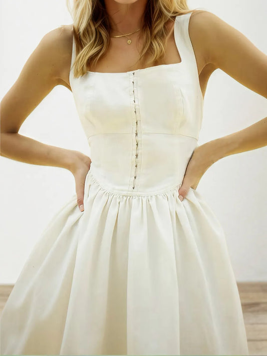 Square Neck Wide Strap Mini Dress - Tigbul's Variety Fashion Shop
